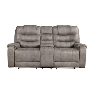 English Elm Chair Sofa Loveseat and End Table Set Modern Microfiber Manual Reclining Living Room Grayish Brown Engineered Wood B011S04280