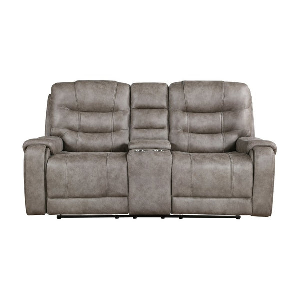 English Elm Chair Sofa Loveseat and End Table Set Modern Microfiber Manual Reclining Living Room Grayish Brown Engineered Wood B011S04280