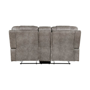 English Elm Chair Sofa Loveseat and End Table Set Modern Microfiber Manual Reclining Living Room Grayish Brown Engineered Wood B011S04280