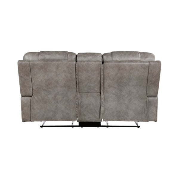 English Elm Chair Sofa Loveseat and End Table Set Modern Microfiber Manual Reclining Living Room Grayish Brown Engineered Wood B011S04280