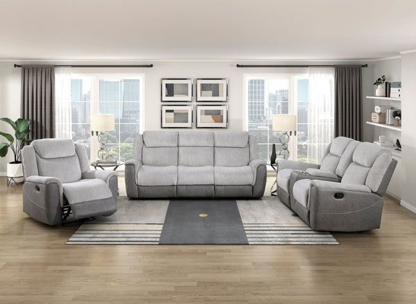 English Elm Chair Sofa Loveseat Reclining 3 Piece Microfiber Set with Pocket Coil Support Modern Living Gray - A Engineered Wood B011S04283