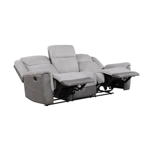 English Elm Chair Sofa Loveseat Reclining 3 Piece Microfiber Set with Pocket Coil Support Modern Living Gray - A Engineered Wood B011S04283