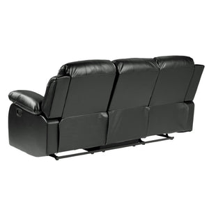 English Elm Chair Sofa Loveseat Reclining 3 Piece Microfiber Set with Pocket Coil Support Modern Living Black Metal B011S04285