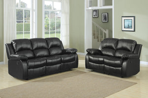 English Elm Chair Sofa Loveseat Reclining 3 Piece Microfiber Set with Pocket Coil Support Modern Living Black Metal B011S04285