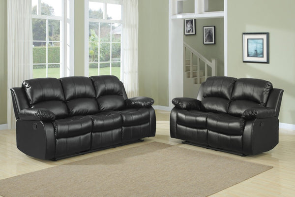 English Elm Chair Sofa Loveseat Reclining 3 Piece Microfiber Set with Pocket Coil Support Modern Living Black Metal B011S04285