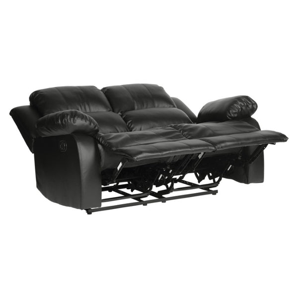 English Elm Chair Sofa Loveseat Reclining 3 Piece Microfiber Set with Pocket Coil Support Modern Living Black Metal B011S04285