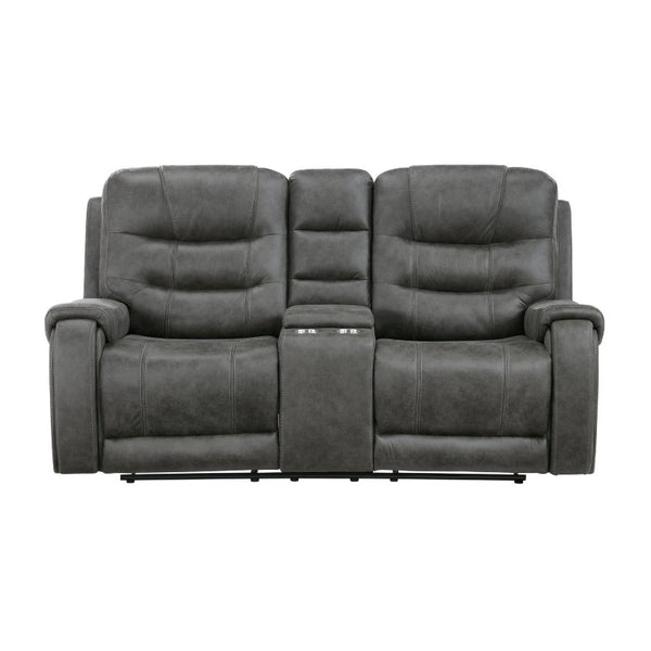 English Elm Sofa and Loveseat Reclining Set Microfiber Upholstered with Tailored Piping Modern Living Dark Gray Set of 4 B011S04288