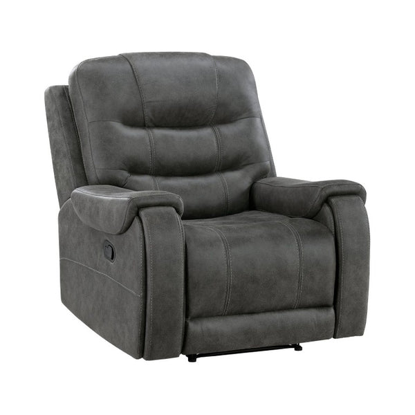 English Elm Chair Sofa Loveseat and End Table Set Modern Microfiber Manual Reclining Living Room Dark Gray Metal & Wood B011S04289