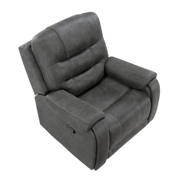 English Elm Chair Sofa Loveseat and End Table Set Modern Microfiber Manual Reclining Living Room Dark Gray Metal & Wood B011S04289