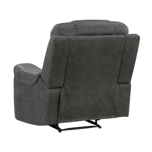 English Elm Chair Sofa Loveseat and End Table Set Modern Microfiber Manual Reclining Living Room Dark Gray Metal & Wood B011S04289