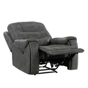 English Elm Chair Sofa Loveseat and End Table Set Modern Microfiber Manual Reclining Living Room Dark Gray Metal & Wood B011S04289