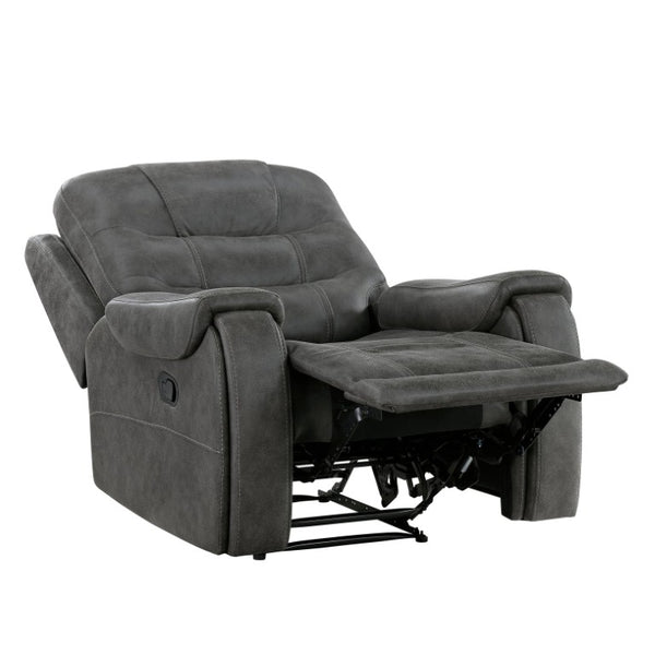English Elm Chair Sofa Loveseat and End Table Set Modern Microfiber Manual Reclining Living Room Dark Gray Metal & Wood B011S04289