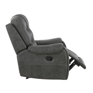 English Elm Chair Sofa Loveseat and End Table Set Modern Microfiber Manual Reclining Living Room Dark Gray Metal & Wood B011S04289