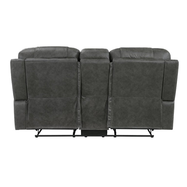 English Elm Chair Sofa Loveseat and End Table Set Modern Microfiber Manual Reclining Living Room Dark Gray Metal & Wood B011S04289