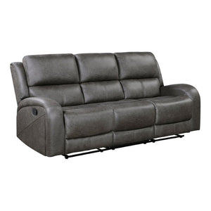 English Elm Chair Sofa Loveseat Reclining Set Microfiber Upholstered Transitional Living Room Seating Gray Set of 3 B011S04291