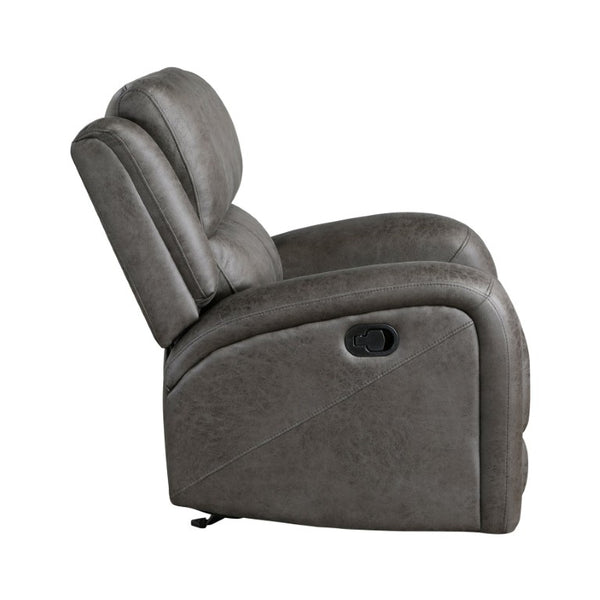 English Elm Chair Sofa Loveseat Reclining Set Microfiber Upholstered Transitional Living Room Seating Gray Set of 3 B011S04291