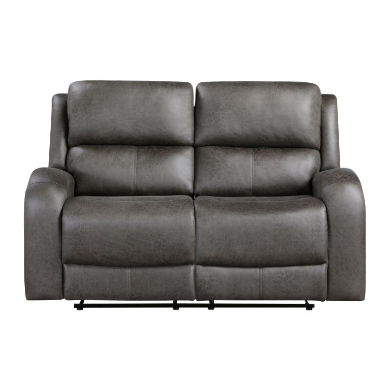 English Elm Chair Sofa Loveseat Reclining Set Microfiber Upholstered Transitional Living Room Seating Gray Set of 3 B011S04291