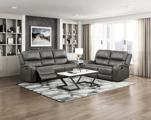 English Elm Chair Sofa Loveseat Reclining Set Microfiber Upholstered Transitional Living Room Seating Gray Set of 3 B011S04291