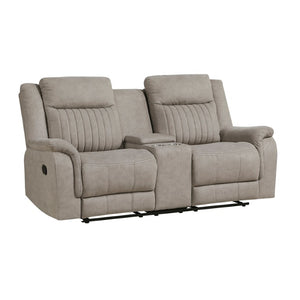 English Elm Sofa and Loveseat Reclining Set Microfiber Upholstered with Tailored Piping Modern Living Gray - A Set of 2 B011S04292