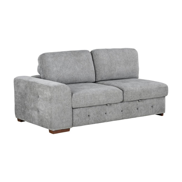 English Elm Left Facing Chenille Sectional Sofa with Pull Out Bed and Hidden Storage Ottoman Left Side 2-Seater Right Chaise Ottoman Set of 3 B011S04296