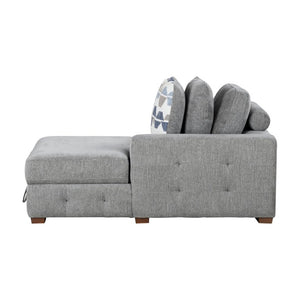 English Elm Left Facing Chenille Sectional Sofa with Pull Out Bed and Hidden Storage Ottoman Left Side 2-Seater Right Chaise Ottoman Set of 3 B011S04296