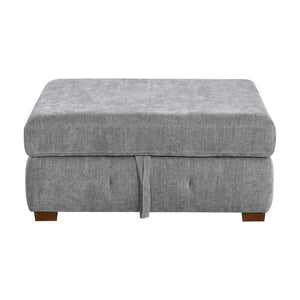 English Elm Left Facing Chenille Sectional Sofa with Pull Out Bed and Hidden Storage Ottoman Left Side 2-Seater Right Chaise Ottoman Set of 3 B011S04296