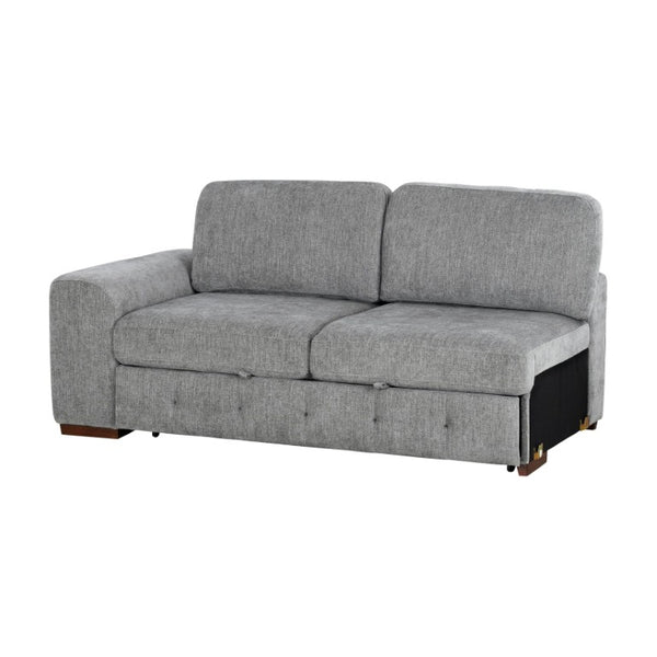 English Elm Left Facing Chenille Sectional Sofa with Pull Out Bed and Hidden Storage Ottoman Left Side 2-Seater Right Chaise Ottoman Set of 3 B011S04296