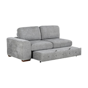 English Elm Left Facing Chenille Sectional Sofa with Pull Out Bed and Hidden Storage Ottoman Left Side 2-Seater Right Chaise Ottoman Set of 3 B011S04296