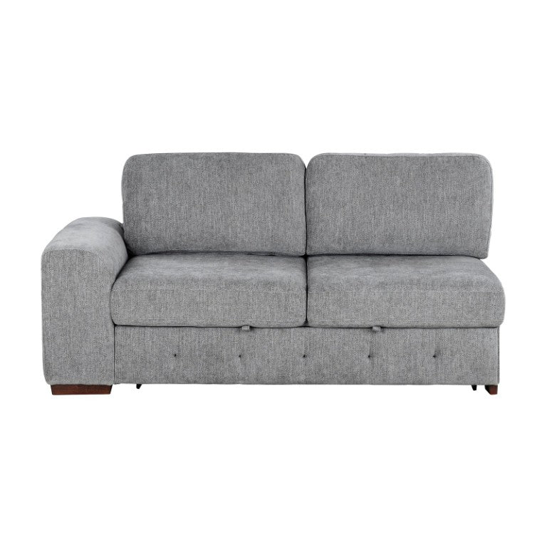 English Elm Left Raife Five Piece Chenille Sectional with Sleeper Pullout and Hidden Storage Ottoman B011S04301