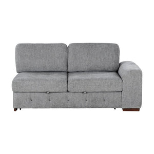 English Elm Left Sectional Five Piece Chenille Sofa with Storage Ottoman and Pull Out Guest Bed Gray B011S04302