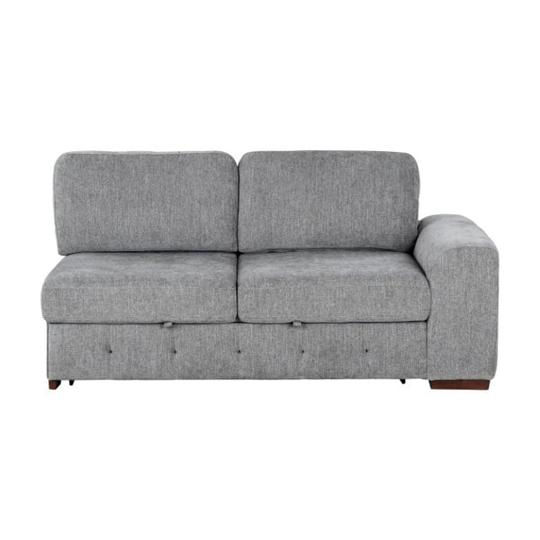 English Elm Left Sectional Five Piece Chenille Sofa with Storage Ottoman and Pull Out Guest Bed Gray B011S04302