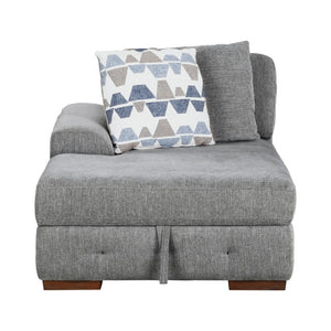 English Elm Left Sectional Five Piece Chenille Sofa with Storage Ottoman and Pull Out Guest Bed Gray B011S04302