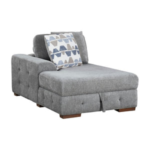 English Elm Left Sectional Five Piece Chenille Sofa with Storage Ottoman and Pull Out Guest Bed Gray B011S04302