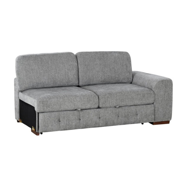 English Elm Left Sectional Five Piece Chenille Sofa with Storage Ottoman and Pull Out Guest Bed Gray B011S04302