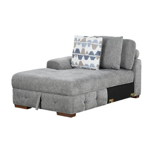 English Elm Left Sectional Five Piece Chenille Sofa with Storage Ottoman and Pull Out Guest Bed Gray B011S04302