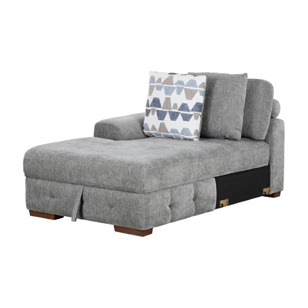 English Elm Left Sectional Five Piece Chenille Sofa with Storage Ottoman and Pull Out Guest Bed Gray B011S04302