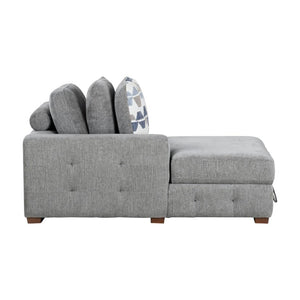 English Elm Left Sectional Five Piece Chenille Sofa with Storage Ottoman and Pull Out Guest Bed Gray B011S04302