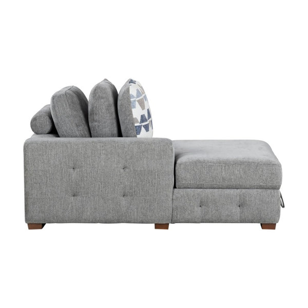 English Elm Left Sectional Five Piece Chenille Sofa with Storage Ottoman and Pull Out Guest Bed Gray B011S04302