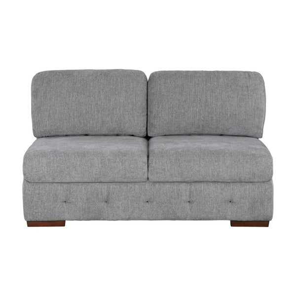 English Elm Left Sectional Five Piece Chenille Sofa with Storage Ottoman and Pull Out Guest Bed Gray B011S04302