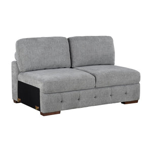English Elm Left Sectional Five Piece Chenille Sofa with Storage Ottoman and Pull Out Guest Bed Gray B011S04302