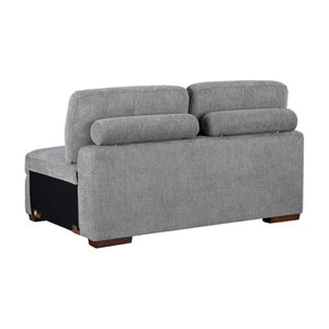 English Elm Left Sectional Five Piece Chenille Sofa with Storage Ottoman and Pull Out Guest Bed Gray B011S04302