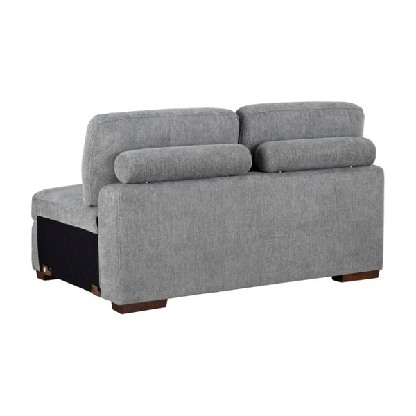 English Elm Left Sectional Five Piece Chenille Sofa with Storage Ottoman and Pull Out Guest Bed Gray B011S04302