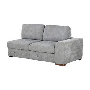 English Elm Left Sectional Five Piece Chenille Sofa with Storage Ottoman and Pull Out Guest Bed Gray B011S04302