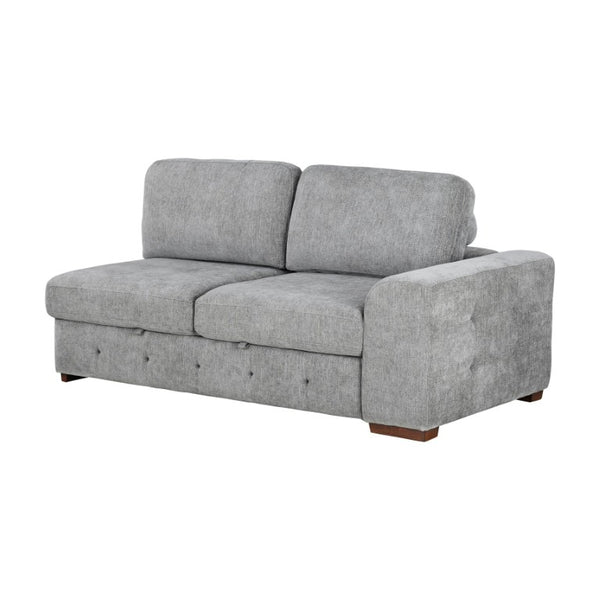 English Elm Left Sectional Five Piece Chenille Sofa with Storage Ottoman and Pull Out Guest Bed Gray B011S04302