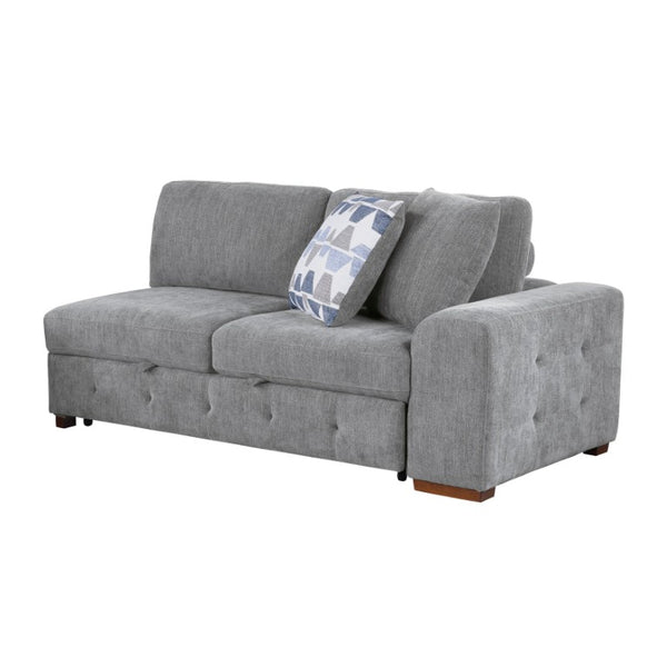 English Elm Left Sectional Five Piece Chenille Sofa with Storage Ottoman and Pull Out Guest Bed Gray B011S04302