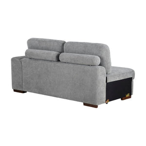 English Elm Left Sectional Five Piece Chenille Sofa with Storage Ottoman and Pull Out Guest Bed Gray B011S04302