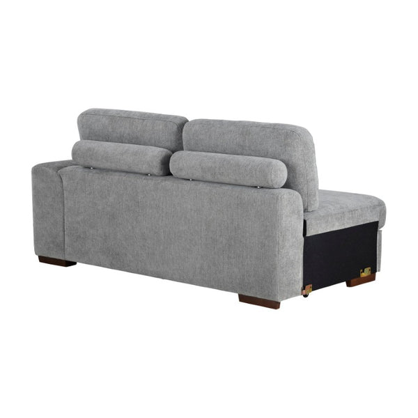 English Elm Left Sectional Five Piece Chenille Sofa with Storage Ottoman and Pull Out Guest Bed Gray B011S04302