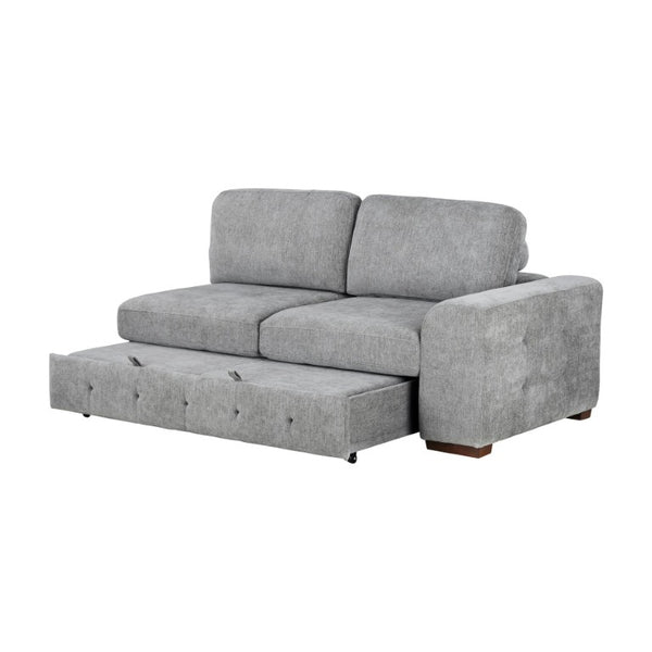 English Elm Left Sectional Five Piece Chenille Sofa with Storage Ottoman and Pull Out Guest Bed Gray B011S04302