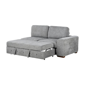 English Elm Left Sectional Five Piece Chenille Sofa with Storage Ottoman and Pull Out Guest Bed Gray B011S04302