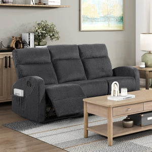 English Elm Reclining Sofa Set Microfiber Upholstered Wall Hugger Living Room Two Piece Suite Dark Gray 2pc B011S04305